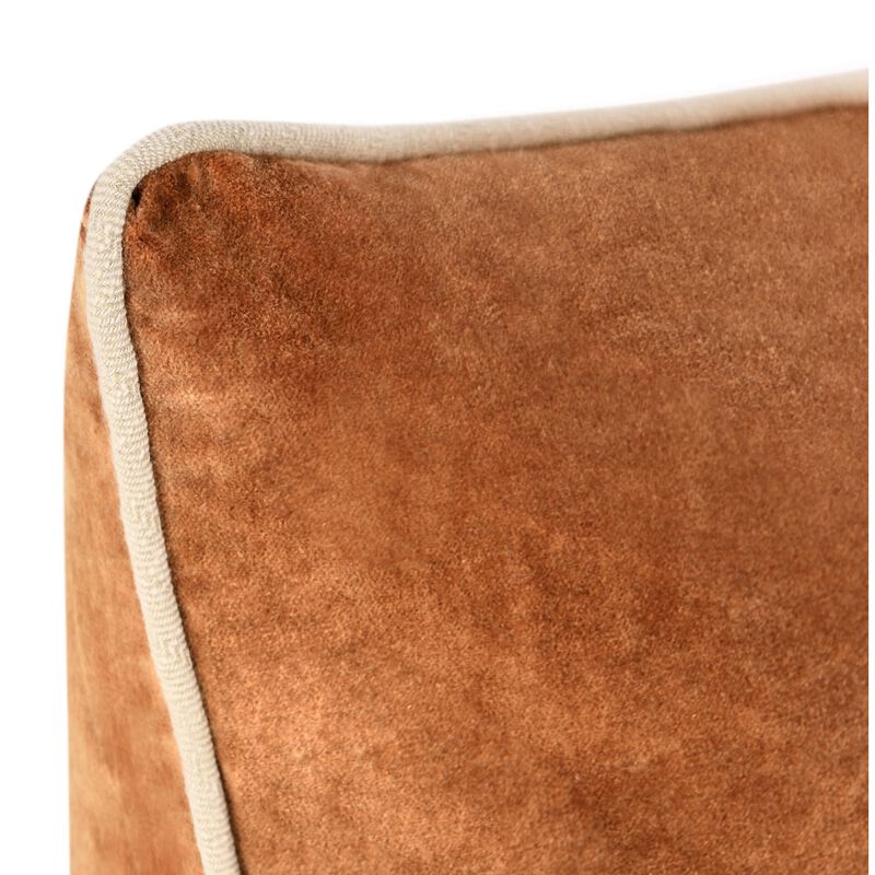 Hillary Throw Pillow, Square 22 Inch Brown Cotton Velvet, Reversible - Benzara