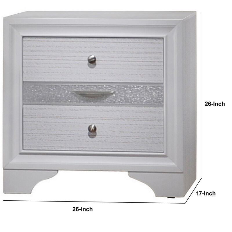 Stylish 3 Drawers Wood Nightstand By Naima , White-Benzara