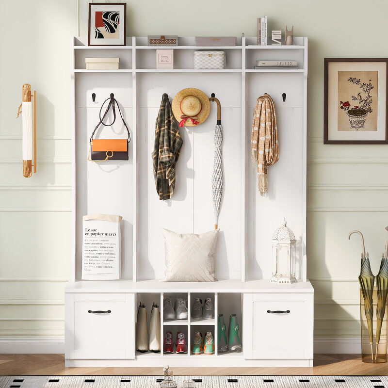 Merax Bench with Coat Rack Entryway Hall Tree