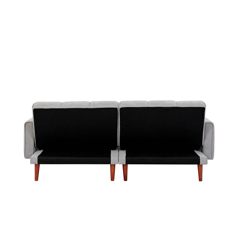 Modern Grey Convertible Futon with Pillows