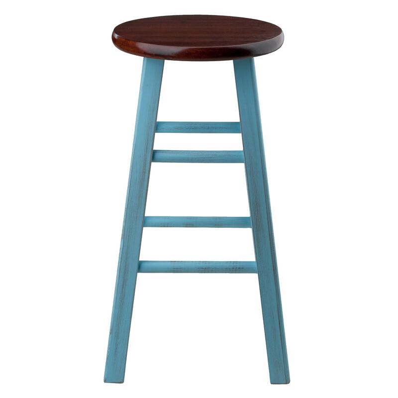 Winsome Wood Ivy model name Stool 13.4 x 13.4 x 24.2" Rustic Light Blue/Walnut