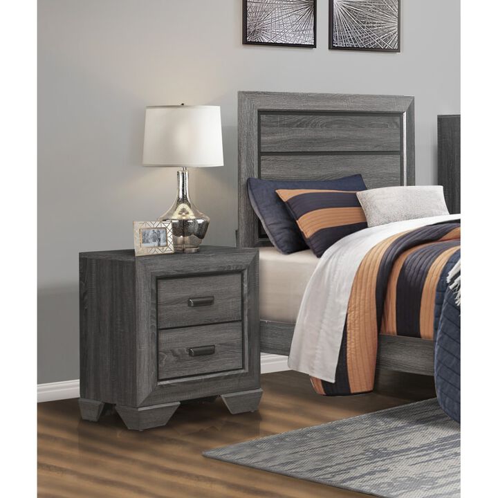 Streamdale Rustic Gray Nightstand with 2 Drawers