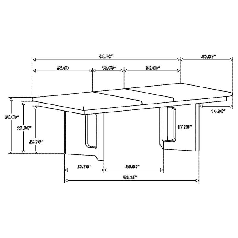 Hanna Dining Table, Extension Leaf, Dark Brown, Rectangular 66-84 Inch - Benzara