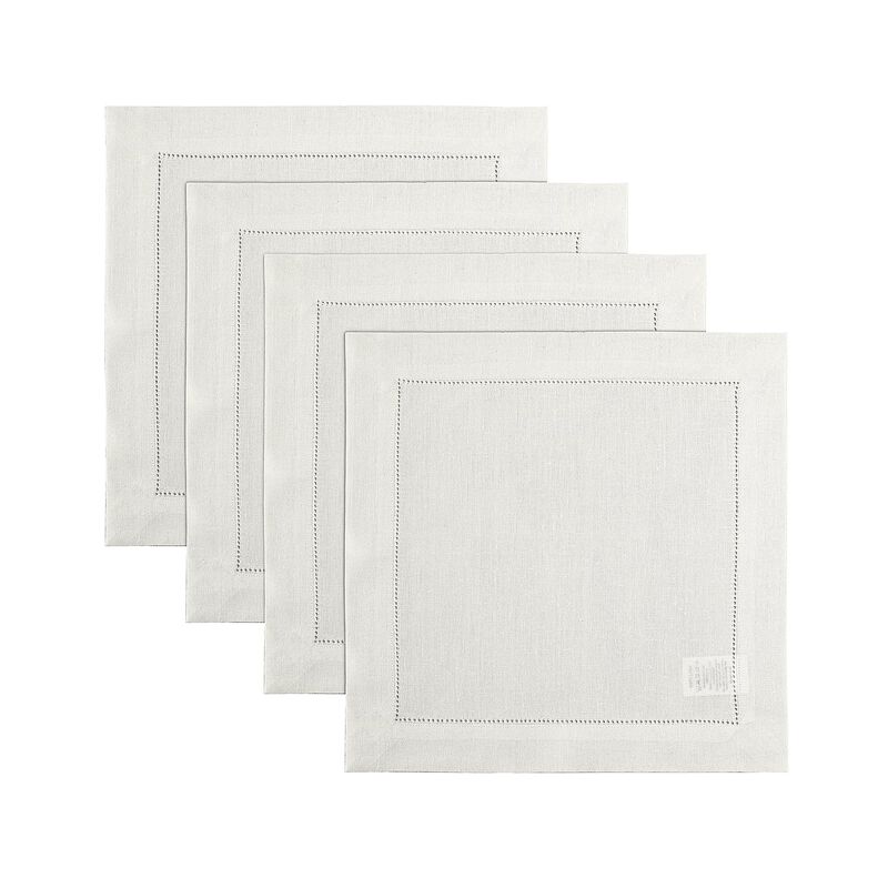 Solino Home 100% Pure Linen Square Placemats 14 x 14 Inch Set of 4 | Classic Hemstitch