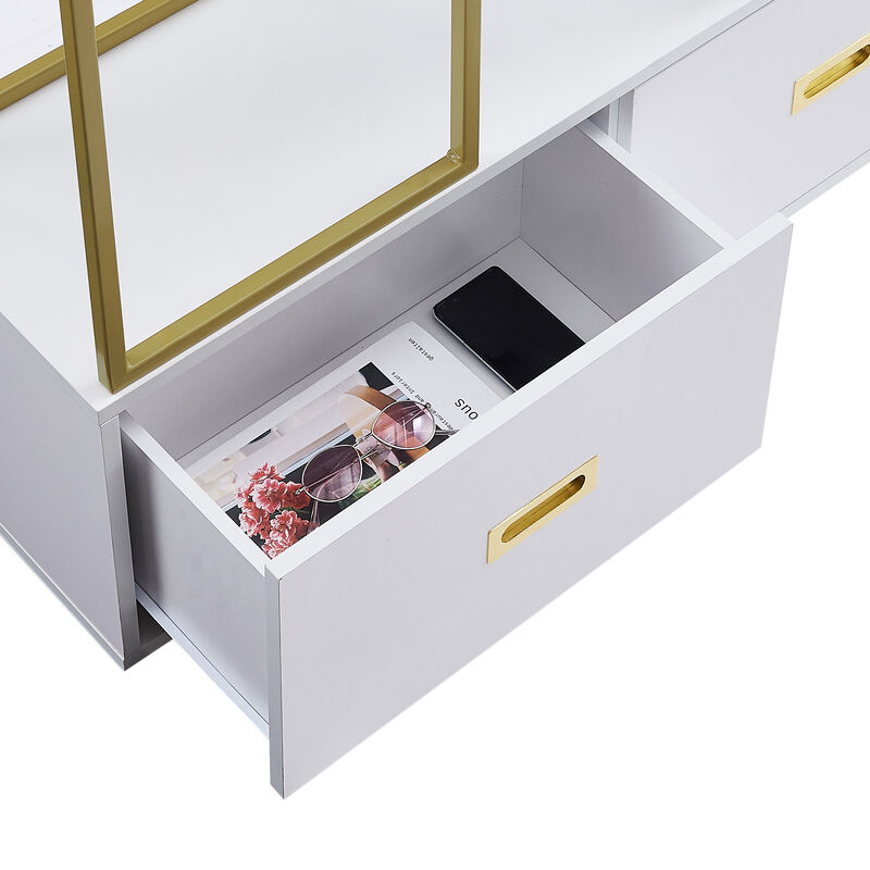 Merax Gold Frame Round Office Bookcase Bookshelf
