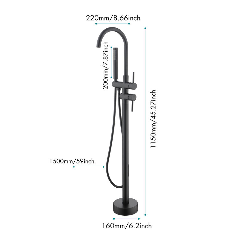Mount Bathtub Faucet Freestanding Tub Filler Standing High Flow Shower Faucets