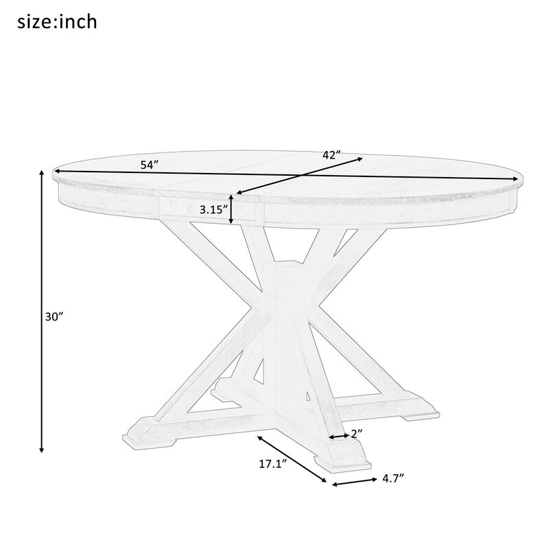 Gewnee  Retro Functional Extendable Dining Table with a 12" Leaf for Dining Room and Living Room (Oak Natural Wood + Off White)