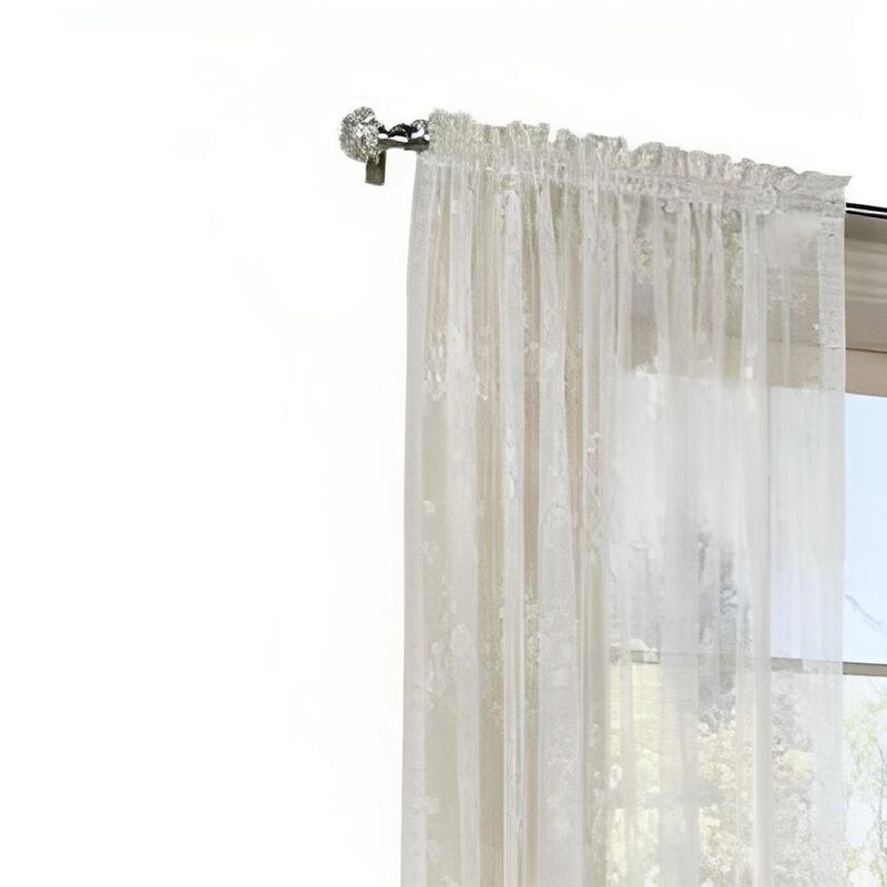 Commonwealth Habitat Mona Lisa Jacquard Lace Tailored Sheer Panel - 56x54" - White