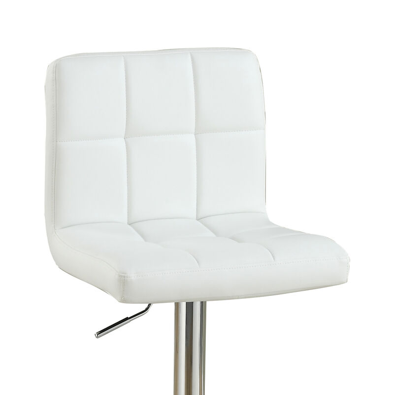 Set of 2 Adjustable White Faux Leather Bar Stools