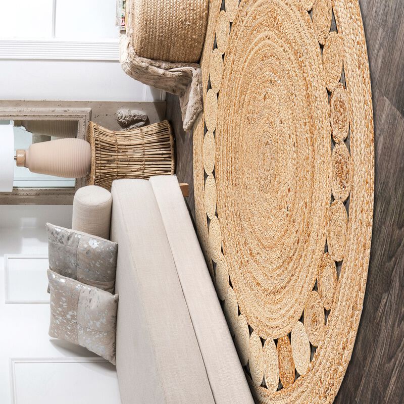 Dahlia Round Natural Jute Boho Circle Natural Round Area Rug