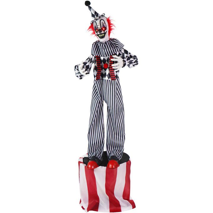 Haunted Hill Farm 6FT B/W Animated Circus Clown on the Stage