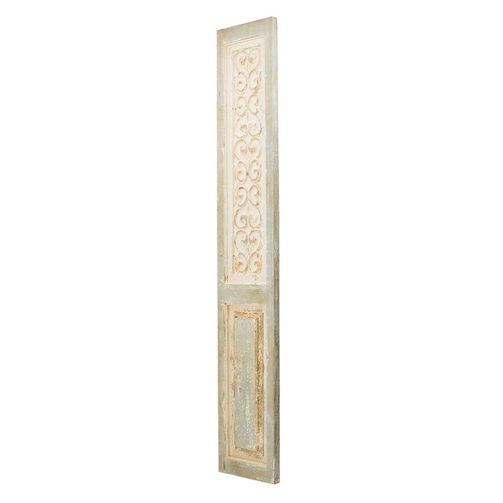 79 Inch Tall Decorative Carved Wood Panel Wall Art, Fir Wood, Beige, Gray - Benzara