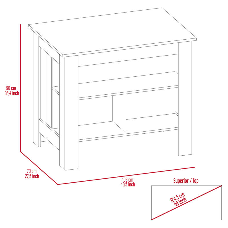 Streamdale Cala Kitchen Island, Four Legs, Three Shelves - Black Ibiza Marble
