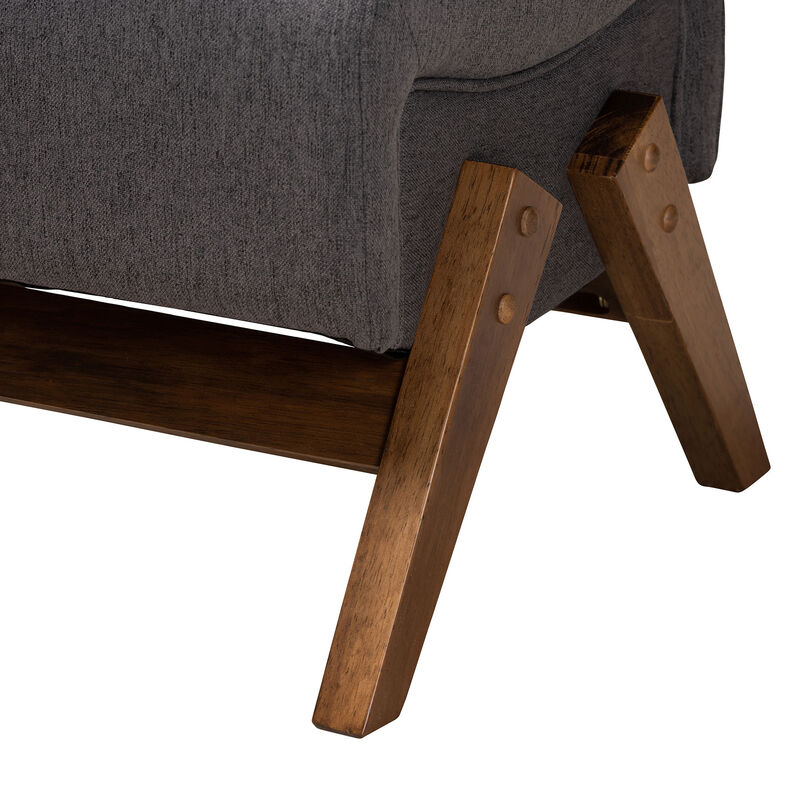 Baxton Studio Hanson Modern Light Grey Fabric and Walnut Brown Finished Wood Ottoman