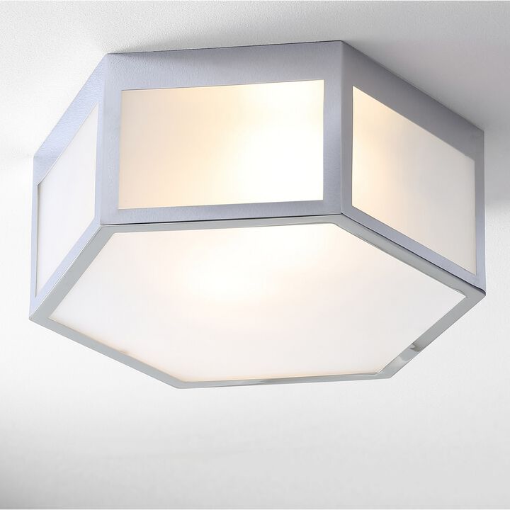 Moderno Hexagon Metal/Frosted Glass LED Flush Mount