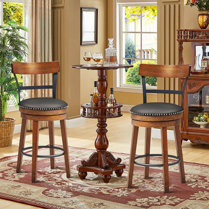 Set of 2 30.5/25.5 Inch Swivel Pub Height Bar Stool