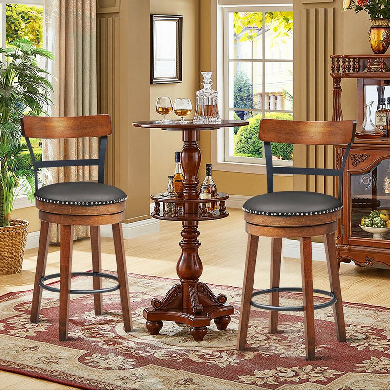 Set of 2 30.5/25.5 Inch Swivel Pub Height Bar Stool