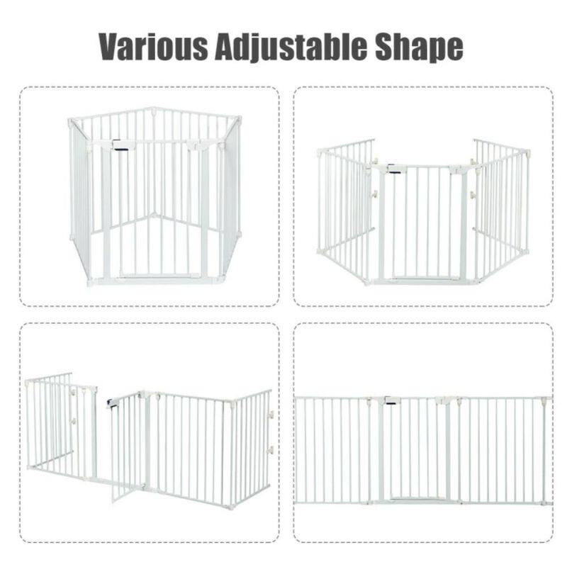 Hivvago 115 Inch Length 5 Panel Adjustable Wide Fireplace Fence
