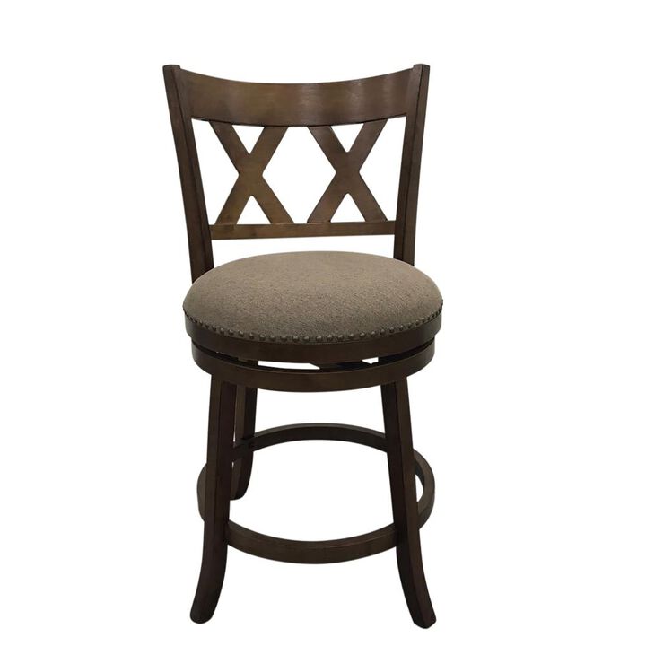 Carolina Living Sussex Deluxe Swivel Barstool - Set of 2 - Rustic - Brown Upholstery