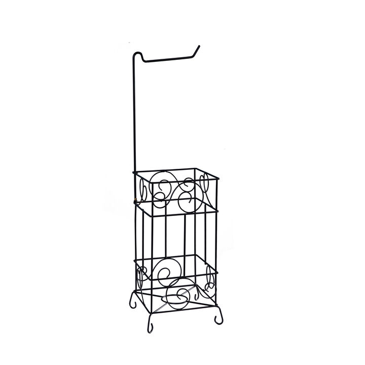 Black Toilet Paper Holder Stand Stack up to 3 Rolls