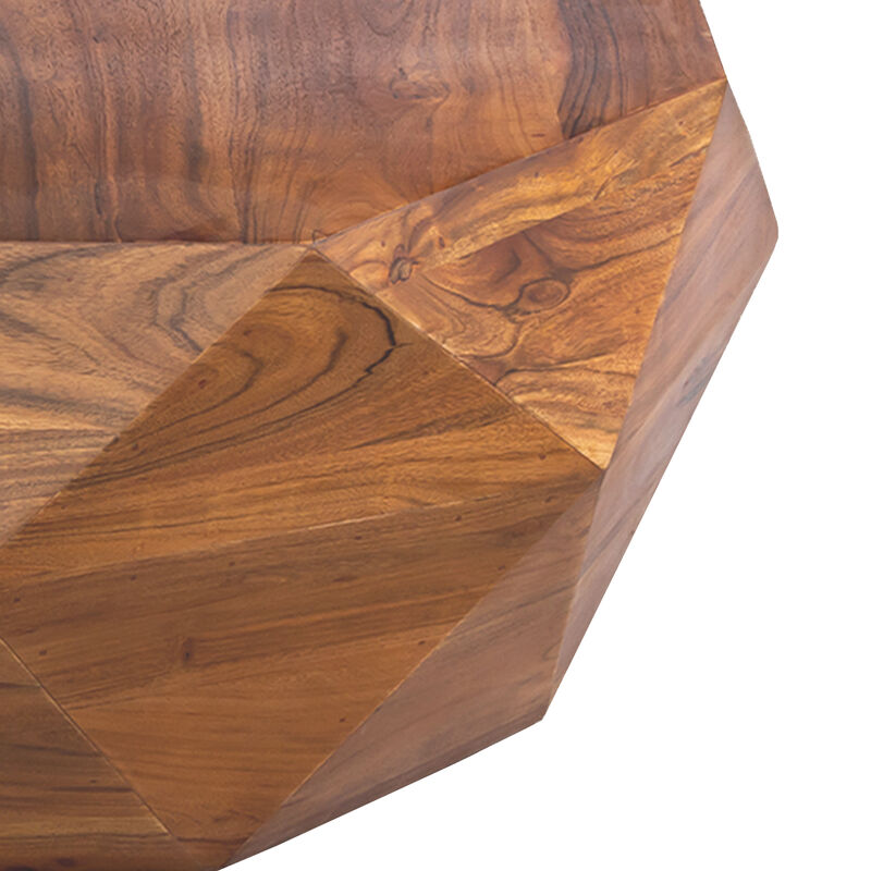 33 Inch Diamond Shape Acacia Wood Coffee Table With Smooth Top, Dark Brown-Benzara