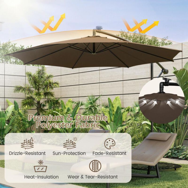 Hivvago 10 Feet Patio Umbrella with 112 Solar-Powered LED Lights