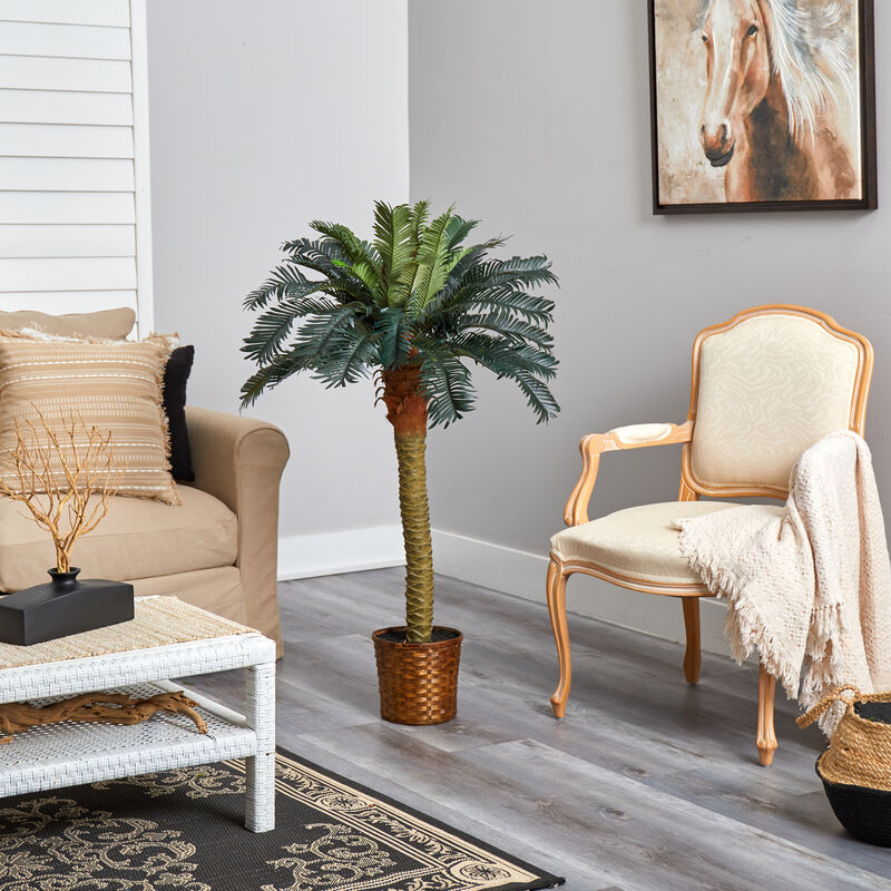 Nearly Natural 4-ft Sago Palm Tree w/28 Lvs