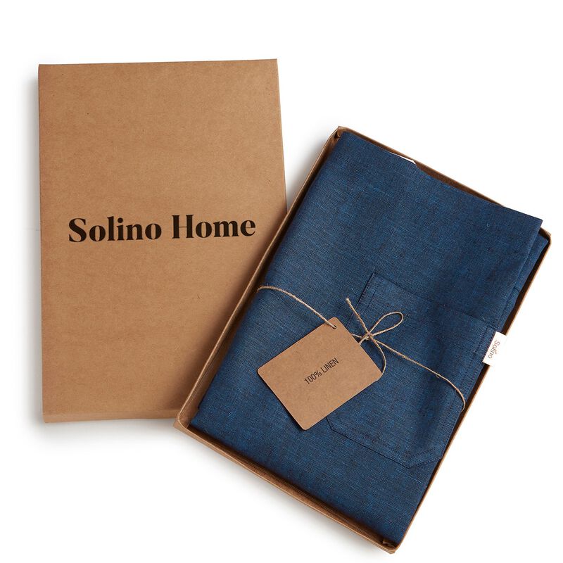 Solino Home 100% Pure Linen Bib Apron 32 x 27 Inch | Linen Kitchen Apron for Men and Women