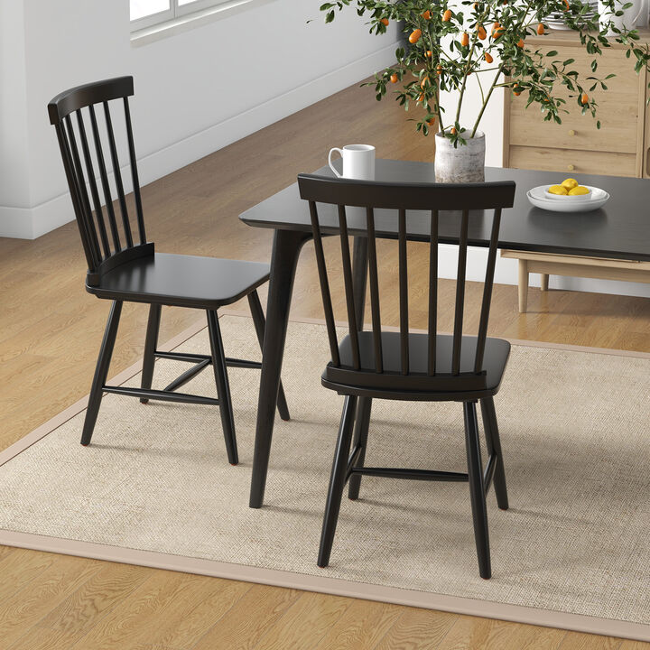 Set of 2 Windsor Dining Chairs with High Spindle Back