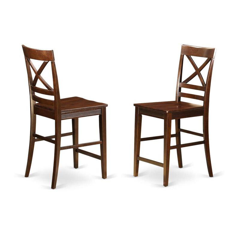 Quincy Counter Height Stools With X-Back in Mahogany Finish, Set of 2