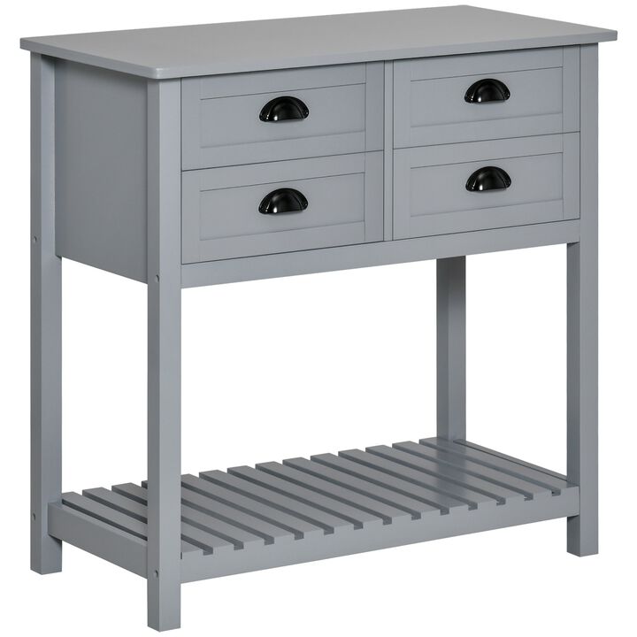 Gray Kitchen Buffet: Sideboard with 4 Drawers and Slatted Shelf