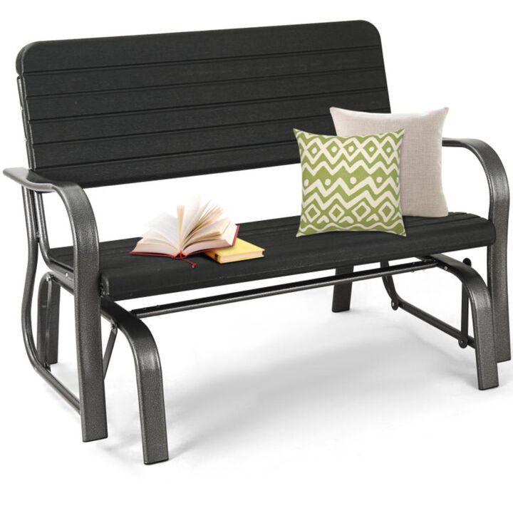 Hivvago 2-Seat Porch Glider with HDPE Back Seat and Steel Frame