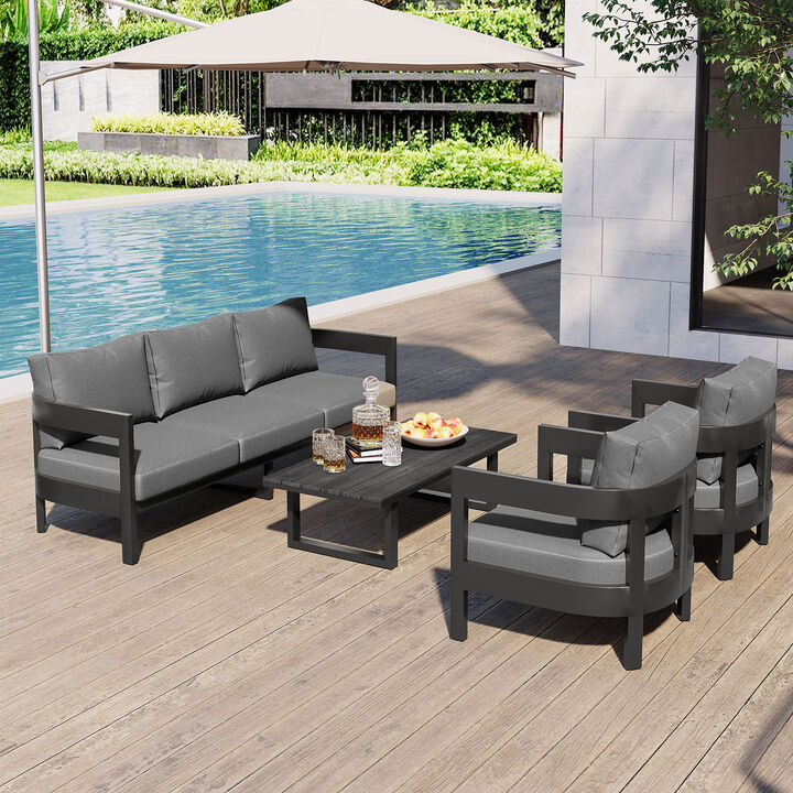 Merax Outdoor Sofa Chairs Coffee Table Seating Set