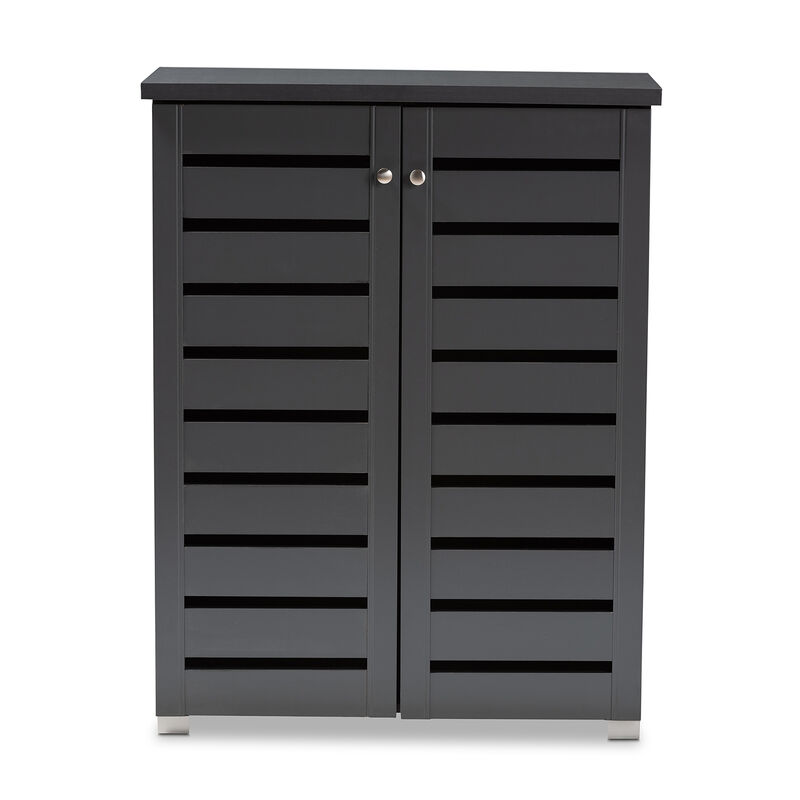Baxton Studio Adalwin Modern Dark Gray 2 Door Wooden Entryway Shoe Storage Cabinet