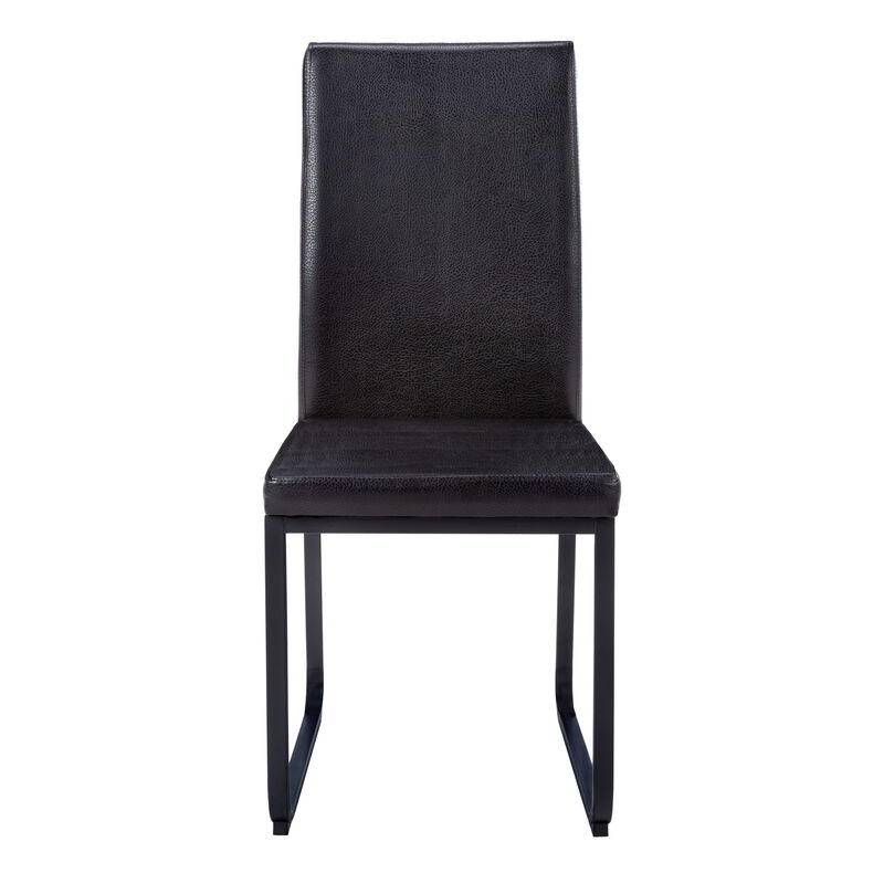 Monarch Specialties I 1106 Dining Chair, Set Of 2, Side, Upholstered, Kitchen, Dining Room, Pu Leather Look, Metal, Black, Contemporary, Modern