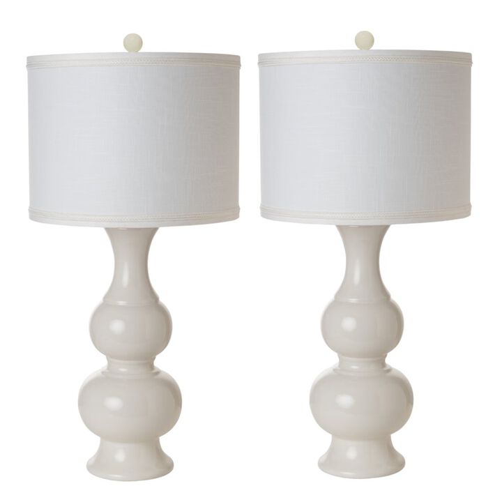 Lux Lighting Warley 34 White Ceramic Table Lamp, (Set of 2)