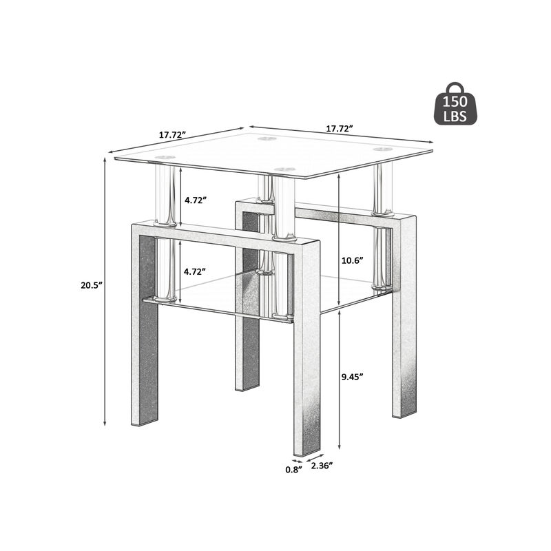 Modern Black Tempered Glass End Tables