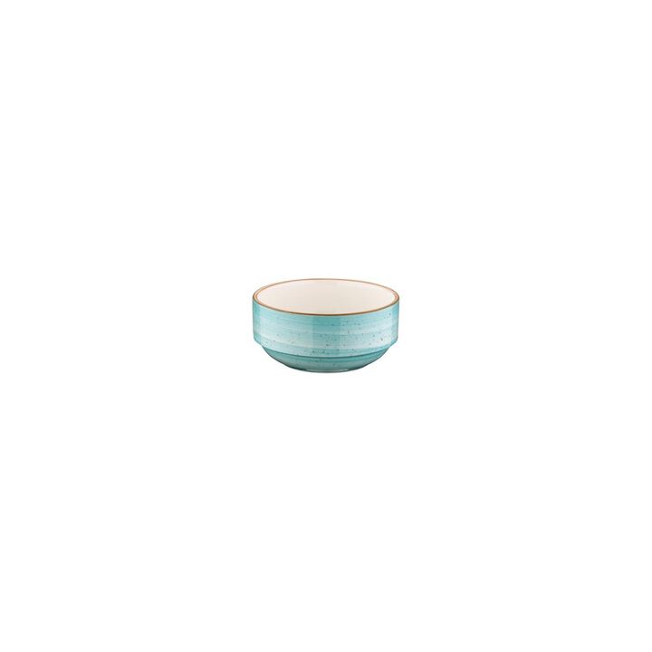 Aqua dia.4.75" h:2" 12 oz. Round Blue Porcelain Bowl (Set of 4)