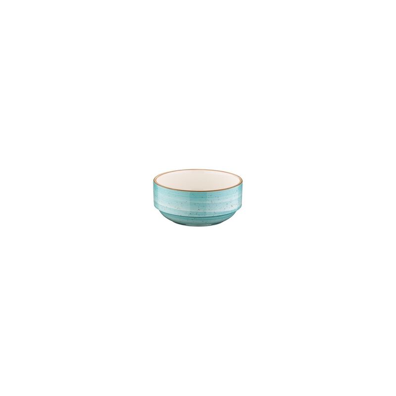 Aqua dia.4.75" h:2" 12 oz. Round Blue Porcelain Bowl (Set of 4)