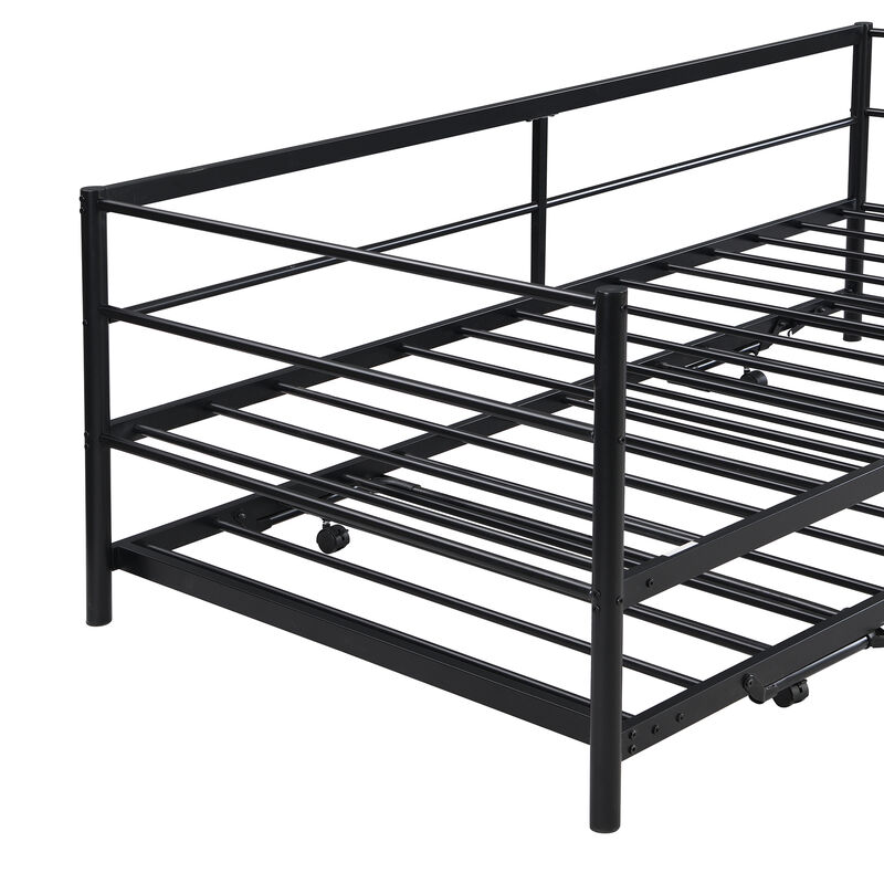 Merax Metal Daybed Bed with Pop Up Trundle