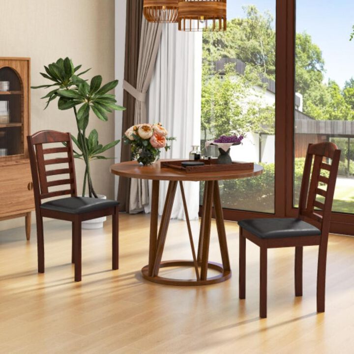 Hivvago Set of 2 Wood Kitchen Chairs with Faux Leather Upholstered Seat