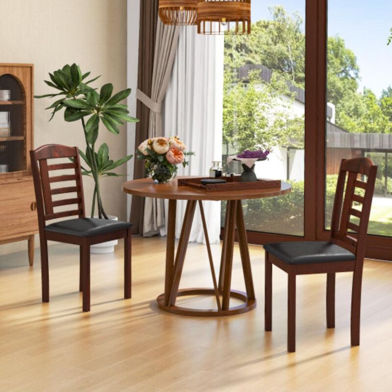 Hivvago Set of 2 Wood Kitchen Chairs with Faux Leather Upholstered Seat