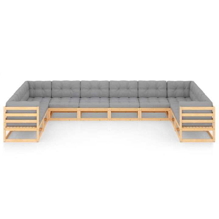 vidaXL 10 Piece Garden Lounge Set with Cushions Solid Pinewood