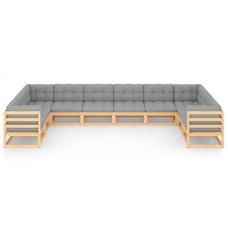 vidaXL 10 Piece Garden Lounge Set with Cushions Solid Pinewood