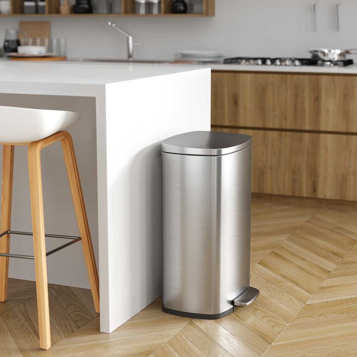 iTouchless 13.2 Gallon and 1.32 Gallon Kitchen and Bathroom SoftStep Step Pedal Trash Cans Combo Pack