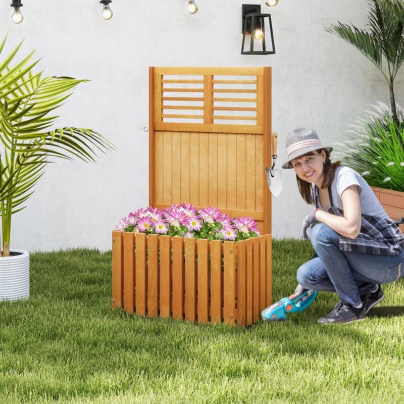 Hivvago Wooden Raised Garden Bed with Privacy Screen