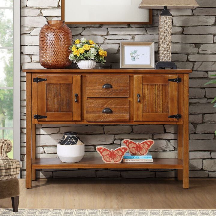 Retro Style Solid Wood Sideboard with Drawers & Cabinets