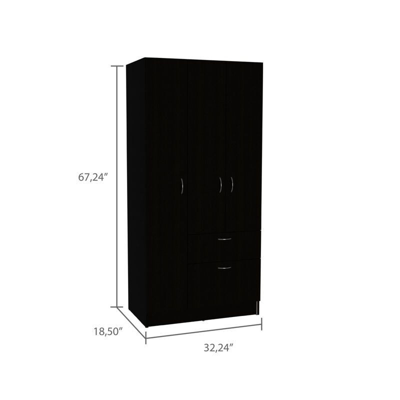Meredith 1-Drawer Rectangle Armoire Black Wengue And White