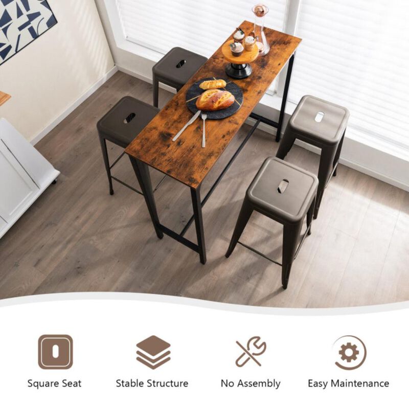 Hivvago 30 Inch Bar Stools Set of 4 with Square Seat and Handling Hole