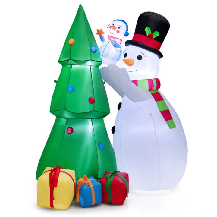 Inflatable Christmas Snowman and Tree Decoration Set with LED Lights